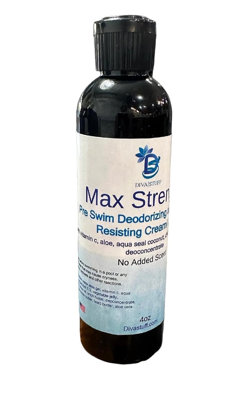 Diva Stuff Diva Stuff Max Strength Pre Swim Deodorizing and Rash Resisting CreamGel With Vitamin C Aqua Seal Coconut Shea Nut Oil and Witch Hazel No Added Scent 4oz