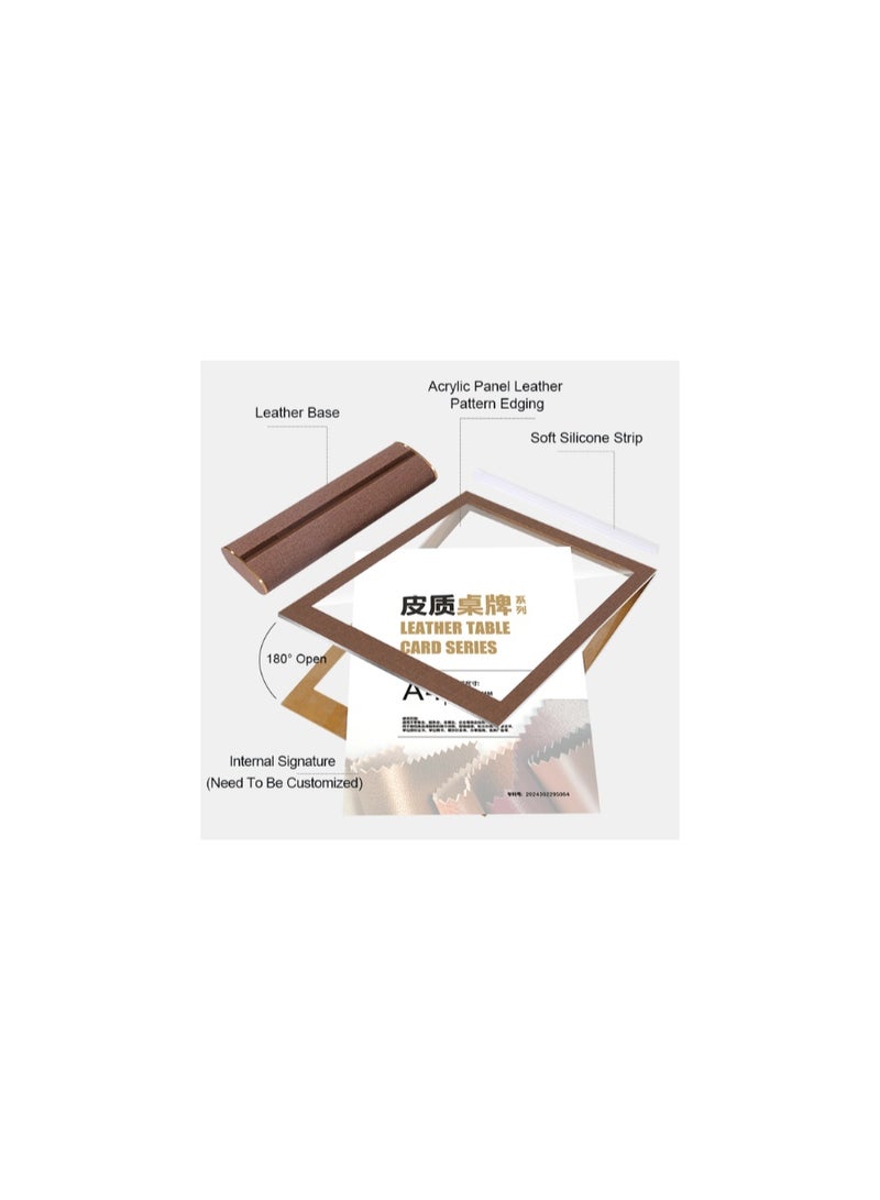 Kalon A5  Leather Table sign holder Brown Display Stand {PACK OF 5 Pcs }  210 x 148mm for Menus,resturent Notices, Name Cards, and Promotions - Image 5