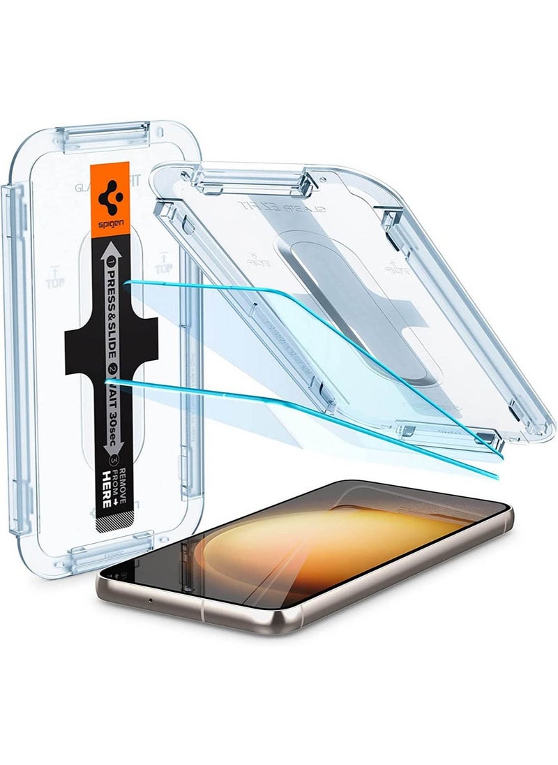 Spigen - GLAStR EZ مناسب لواقي الشاشة الزجاجي المقوى لهاتف Samsung Galaxy S23 [عبوة من قطعتين] مع صينية سهلة التركيب - Image 1