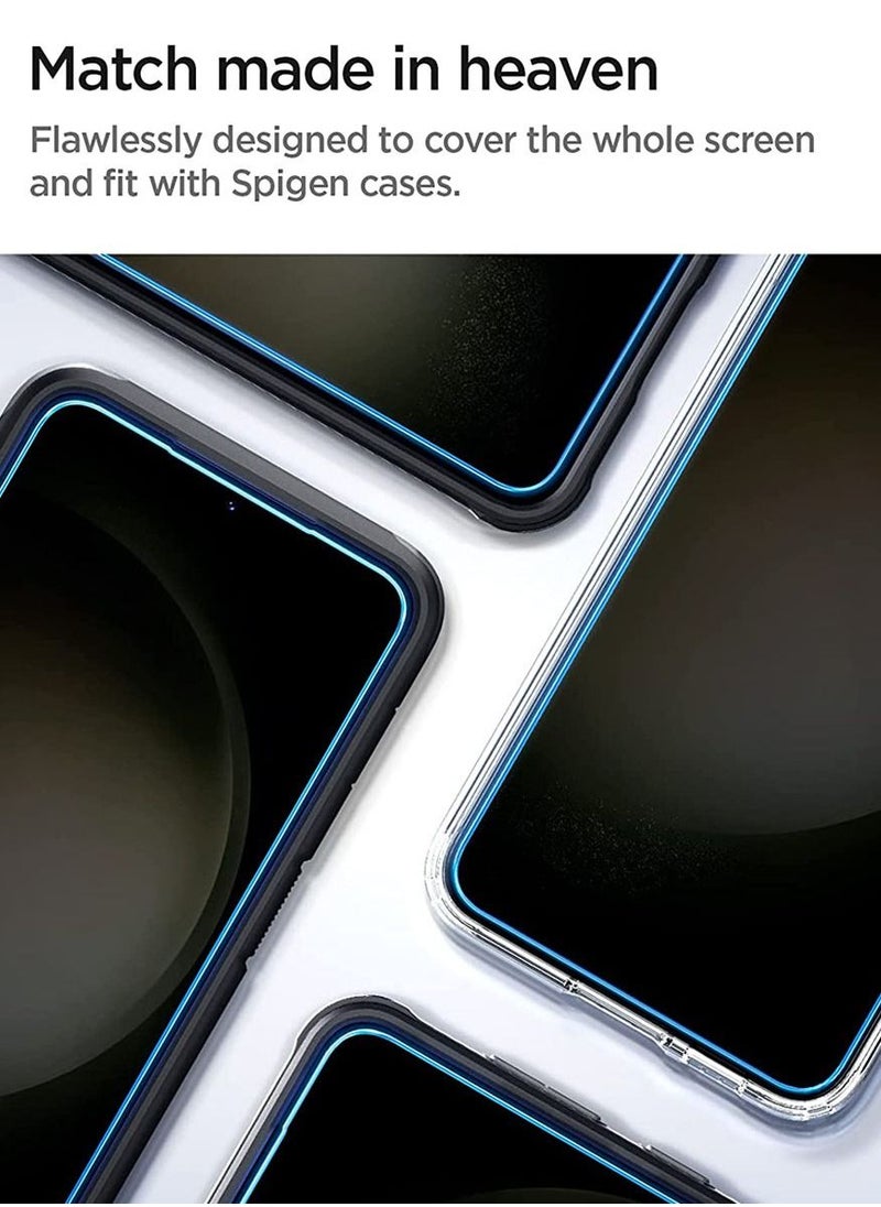 Spigen - GLAStR EZ مناسب لواقي الشاشة الزجاجي المقوى لهاتف Samsung Galaxy S23 [عبوة من قطعتين] مع صينية سهلة التركيب - Image 1