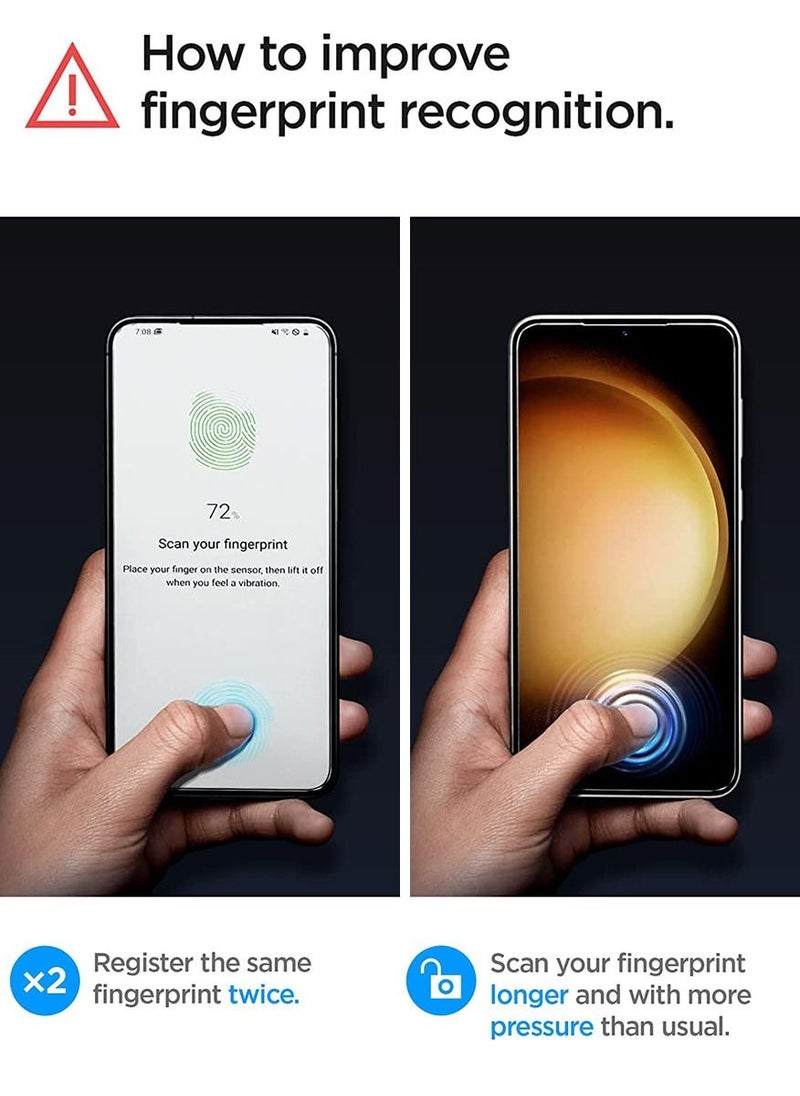 Spigen - GLAStR EZ مناسب لواقي الشاشة الزجاجي المقوى لهاتف Samsung Galaxy S23 [عبوة من قطعتين] مع صينية سهلة التركيب - Image 1