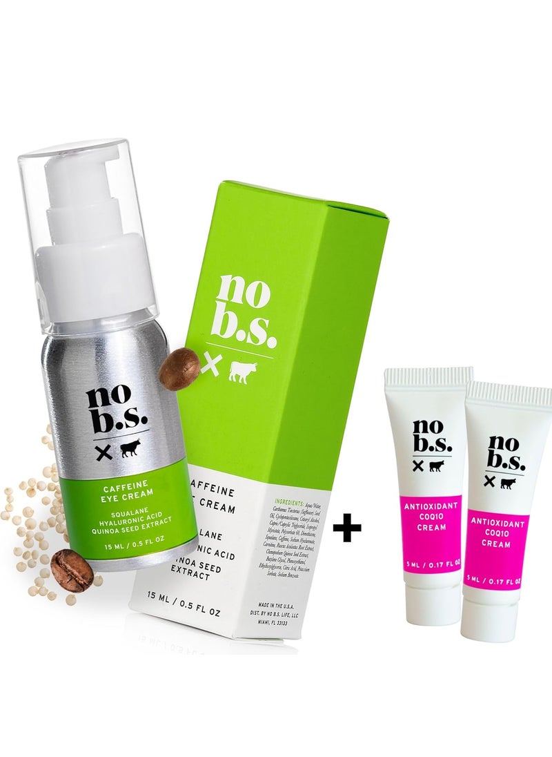 NO B. S. NO BAD STUFF - No BS No Bad Stuff Caffeine Eye Cream with Pure Hyaluronic Acid  Plant Based Squalane Oil Under Eye Cream for Dark Circles  Puffiness CoQ10 for Wrinkles Skin Care for Women  Men 05 FL Oz - Image 1