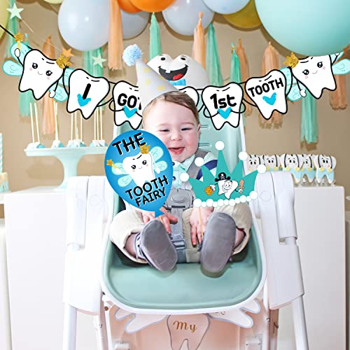 Zyozique 16 Pcs I Got My First Tooth Photo Booth Party Props 1 Set I Got My First Birthday Paper Banner/First Tooth Decoration/First Tooth Decoration Items for Baby (Pack of 17) - Image 5