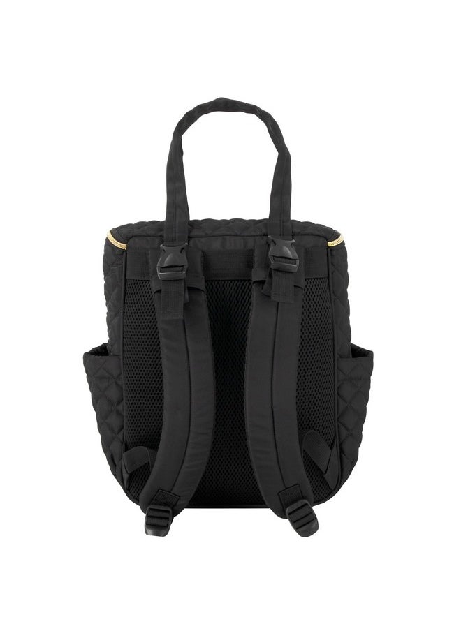 Jessica Simpson Jessica Simpson Quilted Diaper Bag Backpack with Insulated Pockets, Portable Changing Pad, Stroller Straps, Organizer Insert 3 Pc. Set (Black)  - Image 4