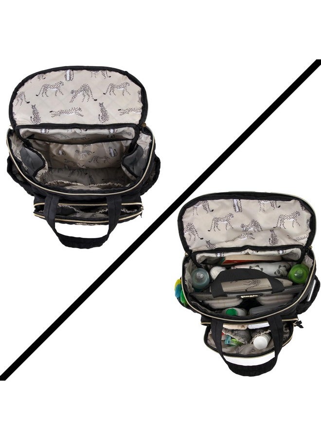 Jessica Simpson Jessica Simpson Quilted Diaper Bag Backpack with Insulated Pockets, Portable Changing Pad, Stroller Straps, Organizer Insert 3 Pc. Set (Black)  - Image 3