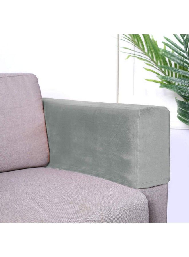 BESPORTBLE 2Pcs Stretch Fabric Sofa Armrest Covers Armchair Arm Covers Antistain Washable Furniture Protector (Grey) - Image 3