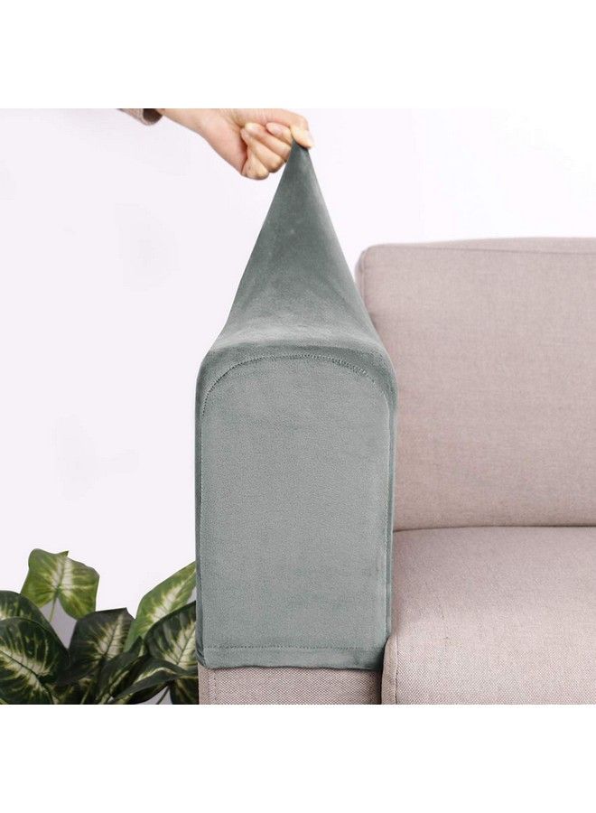 BESPORTBLE 2Pcs Stretch Fabric Sofa Armrest Covers Armchair Arm Covers Antistain Washable Furniture Protector (Grey) - Image 4