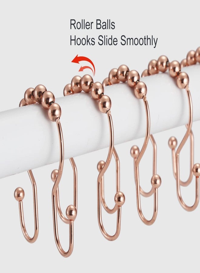Goowin Shower Curtain Hooks, 12 Pcs Shower Curtain Rings, Stainless Steel Shower Curtain Hangers, Double Hook Shower Curtain Hooks, Smooth Sliding Anti-Drop Shower Rings for Curtain (Rose Gold) - Image 5
