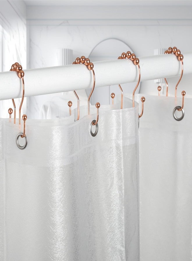 Goowin Shower Curtain Hooks, 12 Pcs Shower Curtain Rings, Stainless Steel Shower Curtain Hangers, Double Hook Shower Curtain Hooks, Smooth Sliding Anti-Drop Shower Rings for Curtain (Rose Gold) - Image 3