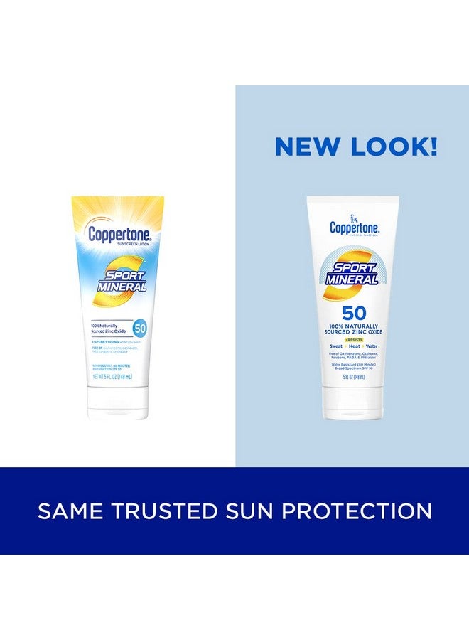 Coppertone SPORT Sunscreen Lotion SPF 50, Zinc Oxide Mineral Sunscreen, Water Resistant Body Sunscreen SPF 50, 5 Fl Oz Tube - Image 2