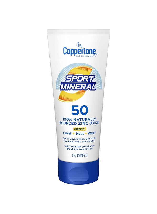 Coppertone SPORT Sunscreen Lotion SPF 50, Zinc Oxide Mineral Sunscreen, Water Resistant Body Sunscreen SPF 50, 5 Fl Oz Tube - Image 1