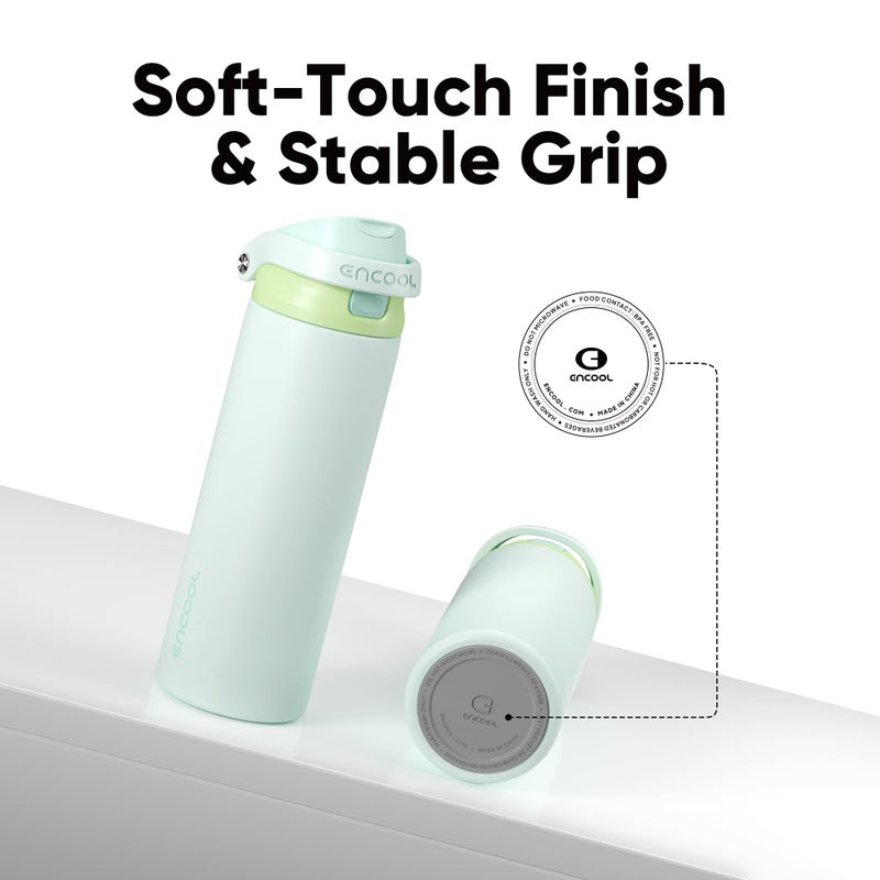 ENCOOL Leakproof Insulated Water Bottle with Straw Dual-Sip Water Bottle Bag-Safe Design for Work, Commute & Gym â€“ Keeps Drinks Cold All Day, 32 oz, Lime White - Image 5