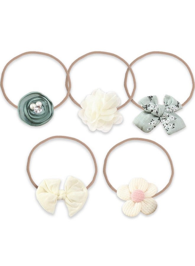 ANZAILALA Baby Hair Band 5 Pcs Hairband For Baby Girl Flower Hairband For New Born Baby Girl 0-6 Months, Multicolor - Image 2