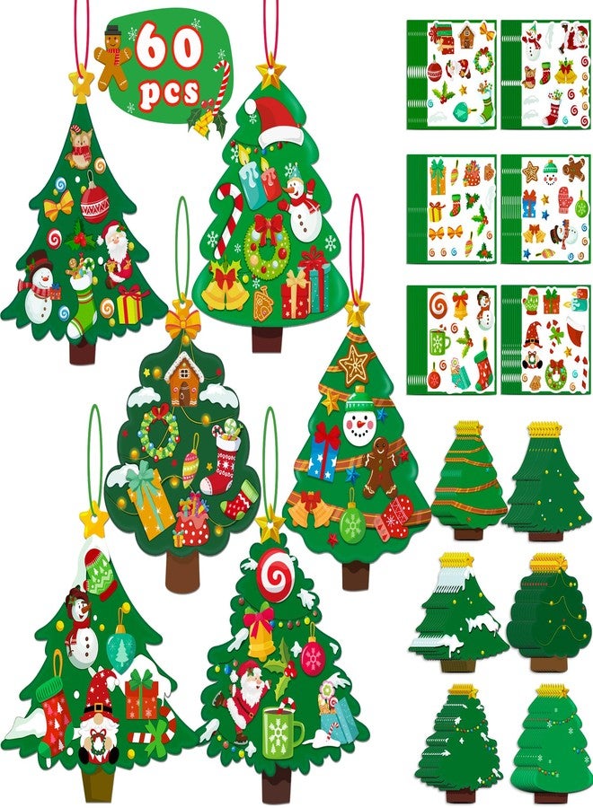 80UncleKimby 60pcs Christmas Crafts for Kids - DIY Xmas Tree Ornaments with Sticker Kits - Set for Holiday Decorations, Party Favors, and Classroom Activities - Image 1