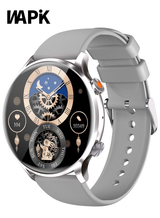 WAPIK Korean Brand Smart Watch Y5, Business Smartwatch, Waterproof Fitness Watch, Bluetooth Calling, Compatible with Android and iOS, Smartwatch For Men and Women, Zinc Alloy Vacuum Plating, Heart Rate Monitoring - Image 1