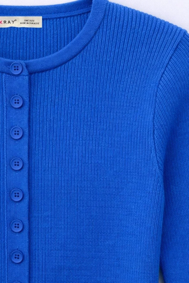 ميكسراي Mixray Buttoned Slim Fit Ribbed Knit Cardigan