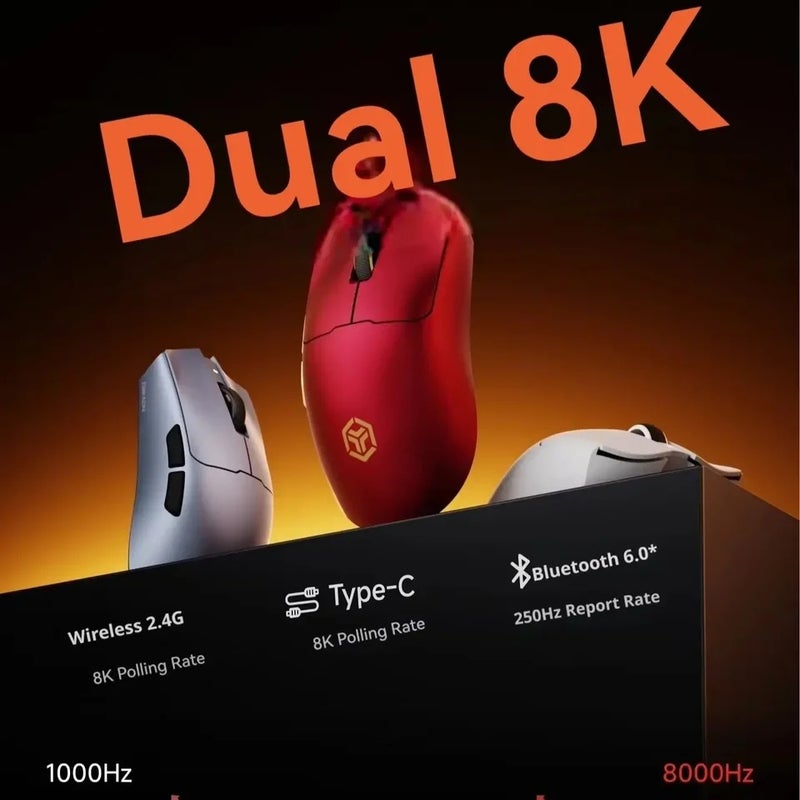 Eweadn S9 V2 Master Dual 8K Wireless Gaming Mouse PAW3955EX 50000DPI 750IPS 60G Ergonomic Low Latency for PC Esports - Image 4