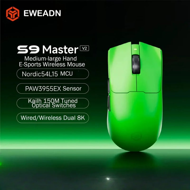 Eweadn S9 V2 Master Dual 8K Wireless Gaming Mouse PAW3955EX 50000DPI 750IPS 60G Ergonomic Low Latency for PC Esports - Image 2