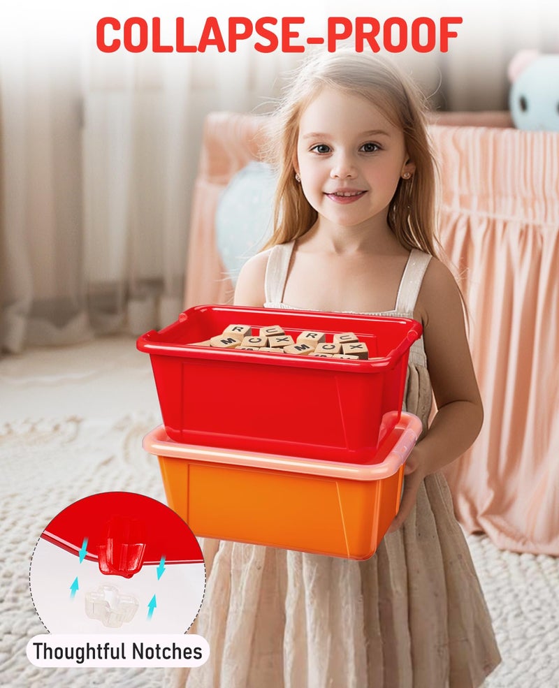 GAMENOTE 6 Quart Storage Bins with Lids,6 Pack Rainbow Plastic Latching Box for Classroom&Kids Toy Storage Opaque Stackable Shoe Box Size Containers for STEM Morning Tubs, Crafts & Building Blocks - Image 3