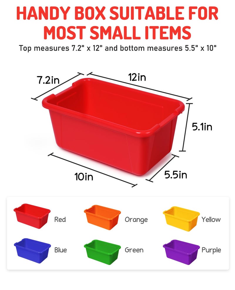 GAMENOTE 6 Quart Storage Bins with Lids,6 Pack Rainbow Plastic Latching Box for Classroom&Kids Toy Storage Opaque Stackable Shoe Box Size Containers for STEM Morning Tubs, Crafts & Building Blocks - Image 2