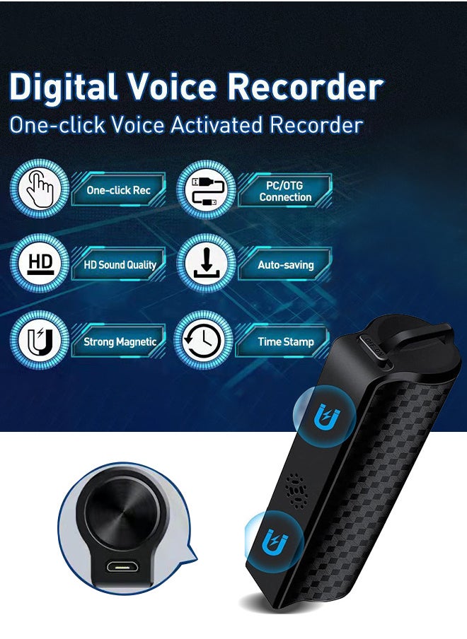 128GB Mini Digital Voice Recorder Voice Listening Device 750 Hours Bug black