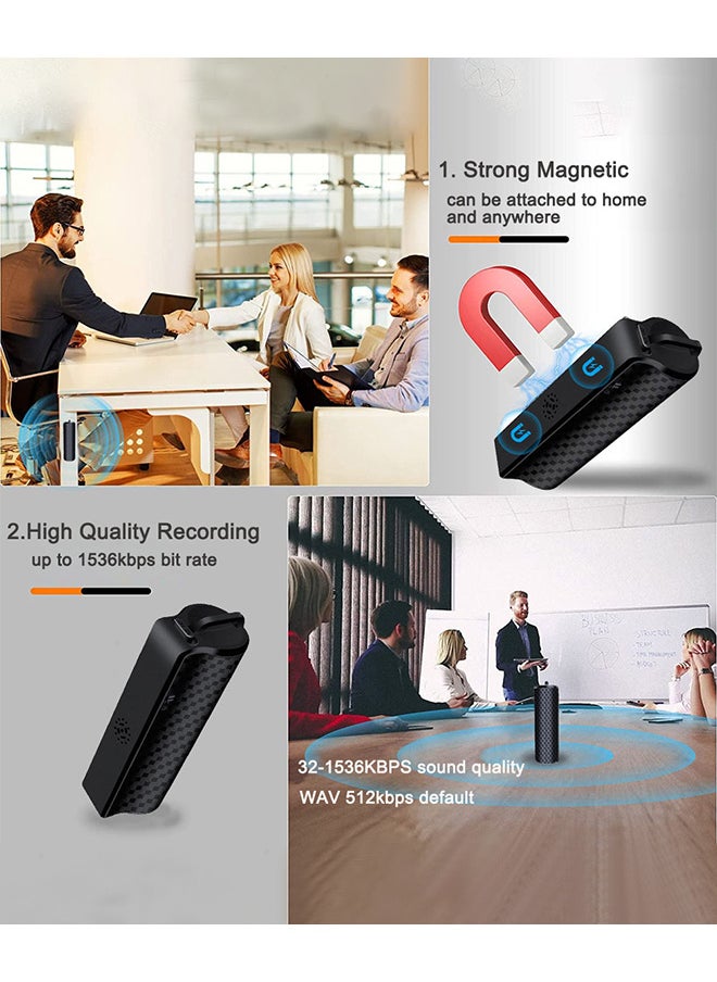 128GB Mini Digital Voice Recorder Voice Listening Device 750 Hours Bug black