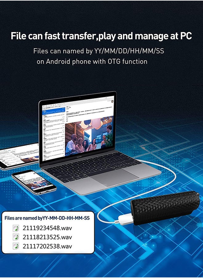 128GB Mini Digital Voice Recorder Voice Listening Device 750 Hours Bug black