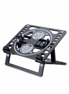 Laptop Cooler Stand,6 Height Stands,with 2 Color Changing LED Fans, 180 Degree Rotatable Phone Tablet Book Holder,Prevent Overheating, Ergonomic Laptop Stand(Black)