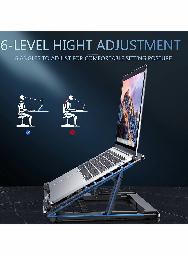 Excefore - Laptop Cooler Stand,6 Height Stands,with 2 Color Changing LED Fans, 180 Degree Rotatable Phone Tablet Book Holder,Prevent Overheating, Ergonomic Laptop Stand(Black) - Image 1