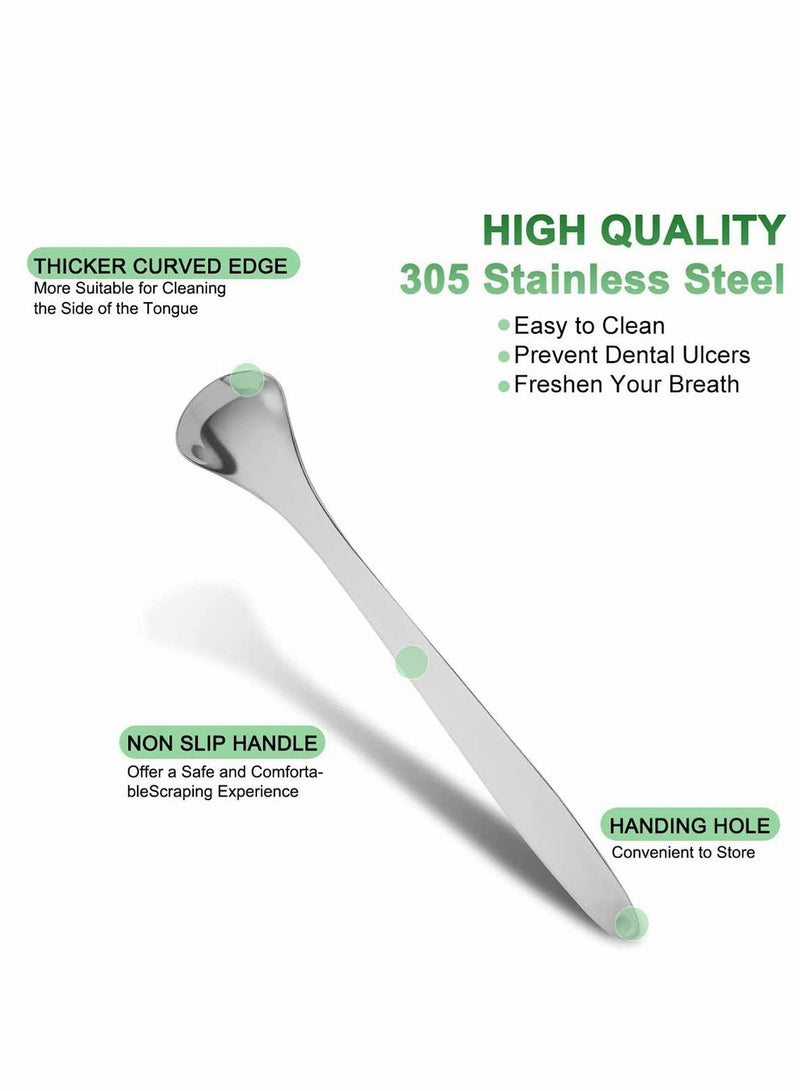 SOLARAE Tongue Scraper Tongue Cleaner Stainless Steel Tongue Scrapers with Travel Case for Oral Cleaning, Professional Tongue Cleaners for Fresher Breath (3 Shapes Tongue Scrapers) 3 Pieces - Image 5