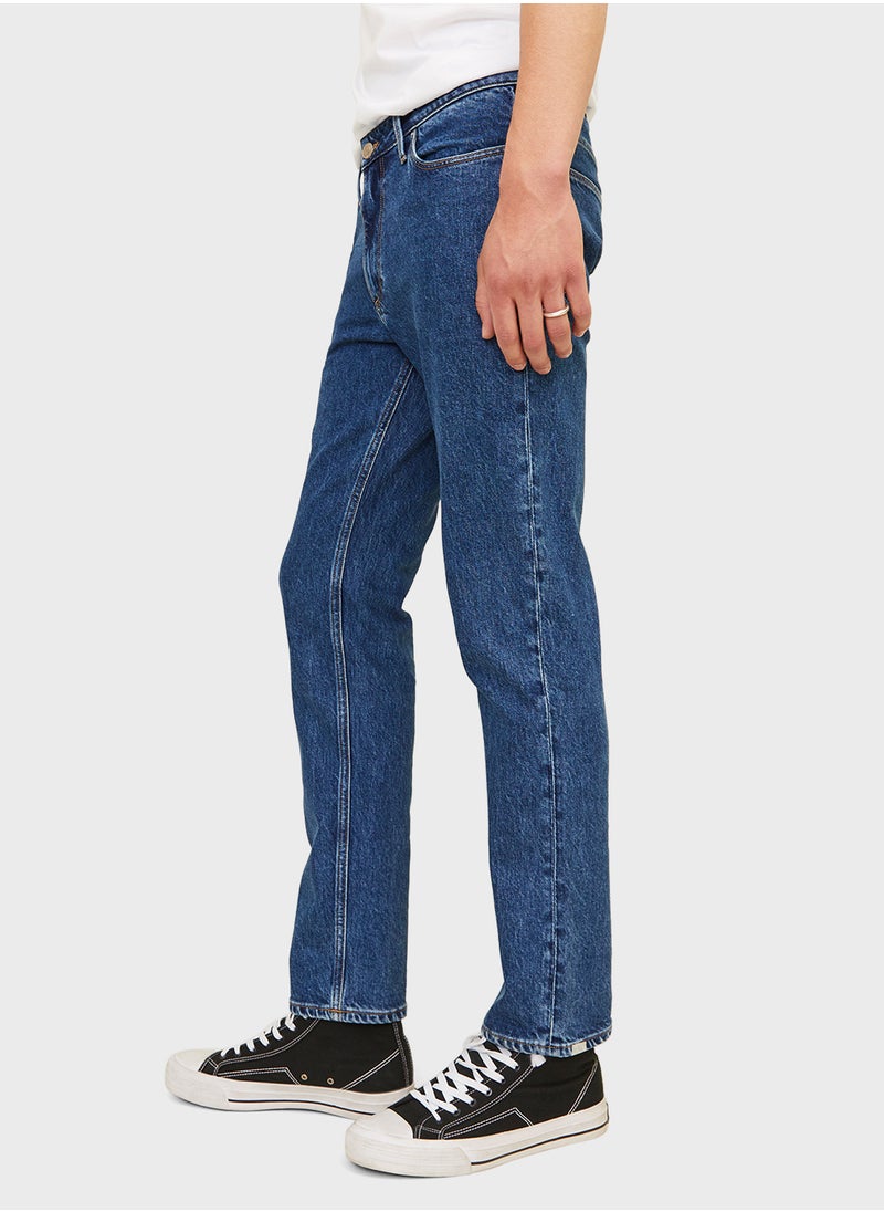 JACK & JONES Jjiclark Jjevan Mid Wash Straight Fit Jeans  - Image 3