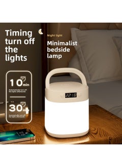 Rechargeable Bedside Nightlight Lighting With Clock Led Lamp Portable Desk Lamp Three-step Color Temperature Student Children Eye Protection-Light Color:Charging 4800 MA Three-color Light