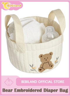 Bebiland Bear Embroidered Diaper Bag, Maternity Bag, Travel Diaper Tote, Multifunction Baby Bag for Mom  - Image 1