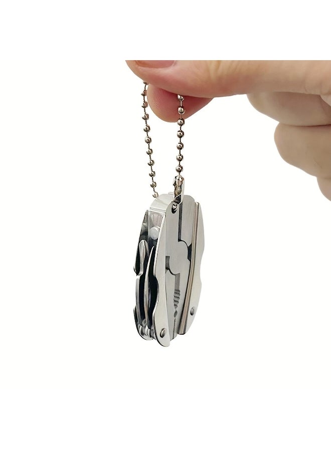 Compact Multi-Tool Keychain Screwdriver, Stainless Steel Folding Pliers for Quick Repairs, Portable Mini Tool for Outdoor Use & DIY Projects 