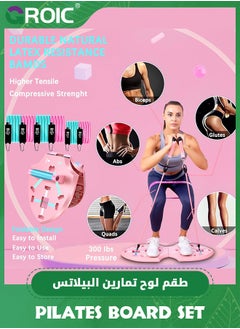 GROIC Push Up Board Exercise Equipment - Push Up Board, Pilates Set & Fitness Accessories with Resistance Bands and Ab Roller Wheel-Professional Strength Training Fitness Home Gym Systems - Pink  - Image 3