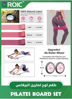 GROIC Push Up Board Exercise Equipment - Push Up Board, Pilates Set & Fitness Accessories with Resistance Bands and Ab Roller Wheel-Professional Strength Training Fitness Home Gym Systems - Pink  - Image 4