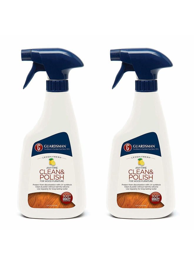 Guardsman Clean & Polish For Wood Furniture - Lemon Fresh - 16 oz - Silicone Free, UV Protection - 2 Pack - Image 1