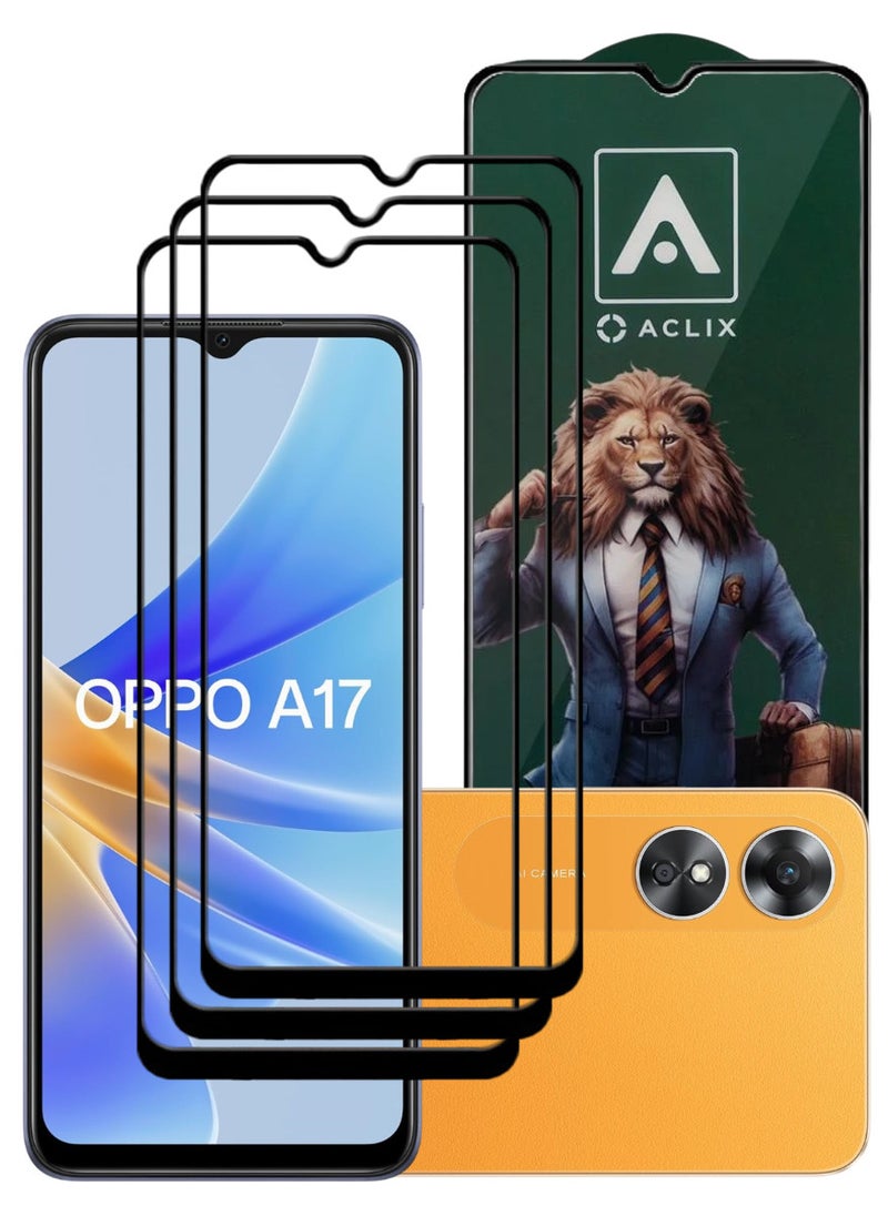ACLIX 3 Pieces Antistatic ESD Dustproof Premium Quality High Definition Tempered Glass Screen Protector Designed For Oppo A17 - Image 1