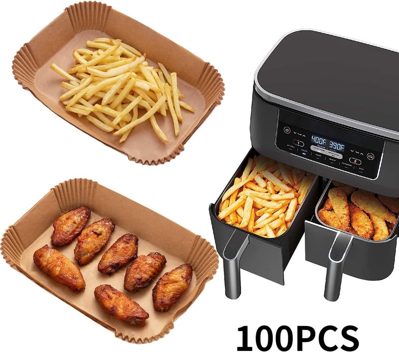 Ecfvtp Air Fryer Disposable Paper Liner, 100PCS Food Grade Parchment Liners for Ninja DZ201,Ninja Foodi Dual Air Fryer Accessories Baking Paper (9 * 6, Natural) - Image 5