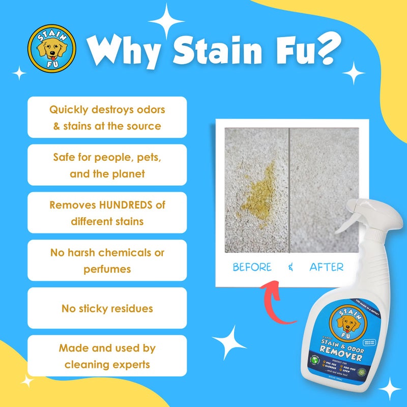 STAIN FU Pro Strength Carpet Odor & Stain Remover Works Like Magic in a Bottle on Tough Urine Feces Vomit and Even red Wine Too! 24 fl.oz - Image 3