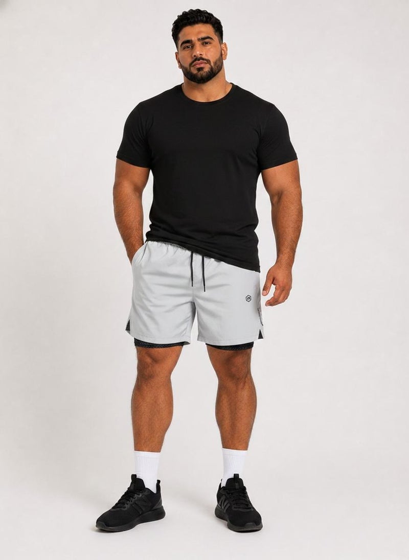 بريما إيس رجالي 2in1 Shorts عشاق الجيم بريميوم Light Grey - Image 4