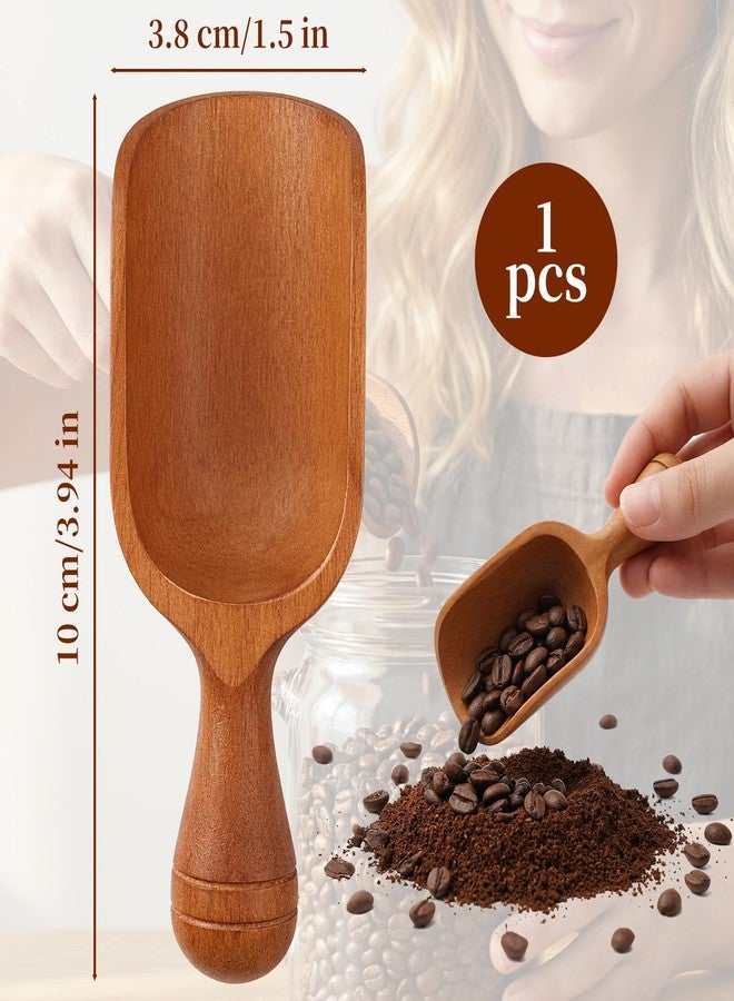 Foyods 1PC Wooden Scoop, Wood Scoop for Coffee Bean Sugar Spices, Small Wooden Scoop for Jars Canisters Containers, Acacia Wood Coffee Spoons, Wooden Scoops for Jars, Kitchen Wooden Measuring Spoons - Image 2