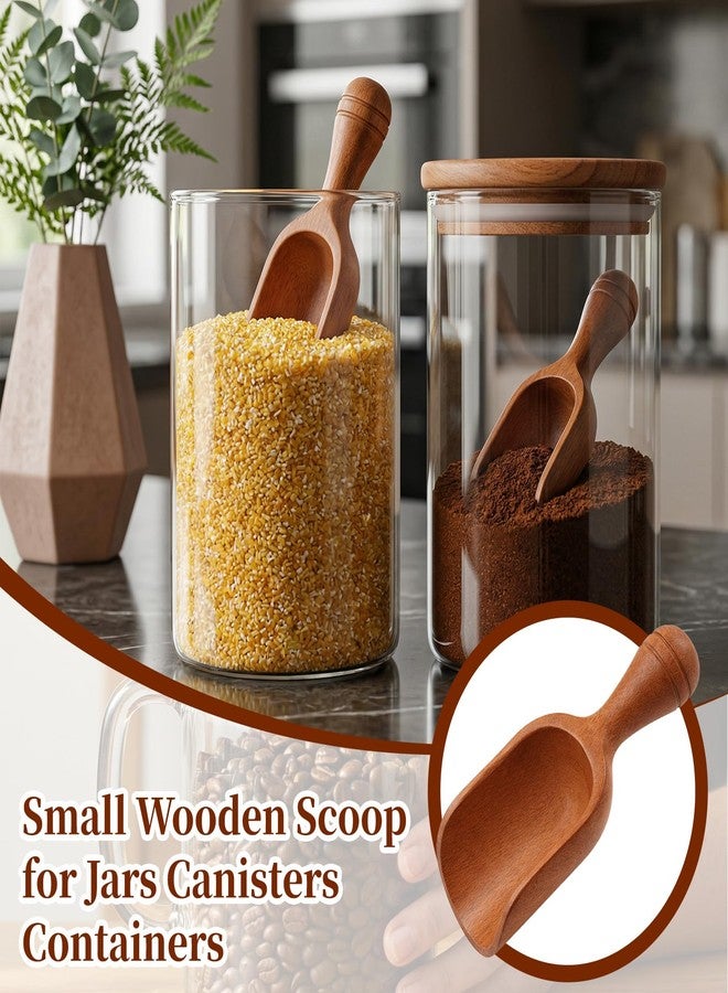 Foyods 1PC Wooden Scoop, Wood Scoop for Coffee Bean Sugar Spices, Small Wooden Scoop for Jars Canisters Containers, Acacia Wood Coffee Spoons, Wooden Scoops for Jars, Kitchen Wooden Measuring Spoons - Image 3