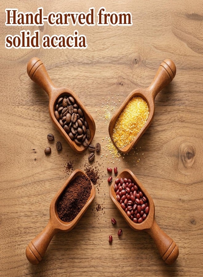 Foyods 1PC Wooden Scoop, Wood Scoop for Coffee Bean Sugar Spices, Small Wooden Scoop for Jars Canisters Containers, Acacia Wood Coffee Spoons, Wooden Scoops for Jars, Kitchen Wooden Measuring Spoons - Image 4