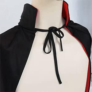 Sarvda Halloween Robe Dress for Men and Women | Cloak For Adults| Robe Vampire Costume with Dracula Mask | Dracula Teeth | Makeup Tattoo | Role Play Horror Haunted Theme Party,red,black,fabric - Image 5