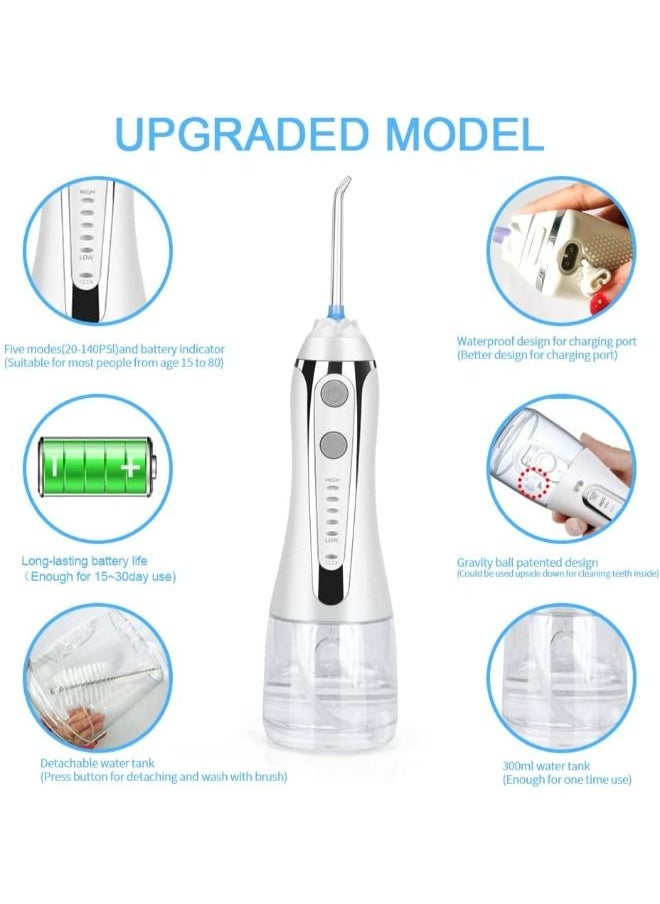 Generic - (white) - H2ofloss Cordless Water Flosser with 30 Days Battery Life, Premium Water Floss for Teeth, Portable Dental Flosser in 5 Modes, Gravity Ball for Upside Down Use, 300ml Water Tank - Image 1