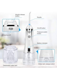 (white) - H2ofloss Cordless Water Flosser with 30 Days Battery Life, Premium Water Floss for Teeth, Portable Dental Flosser in 5 Modes, Gravity Ball for Upside Down Use, 300ml Water Tank