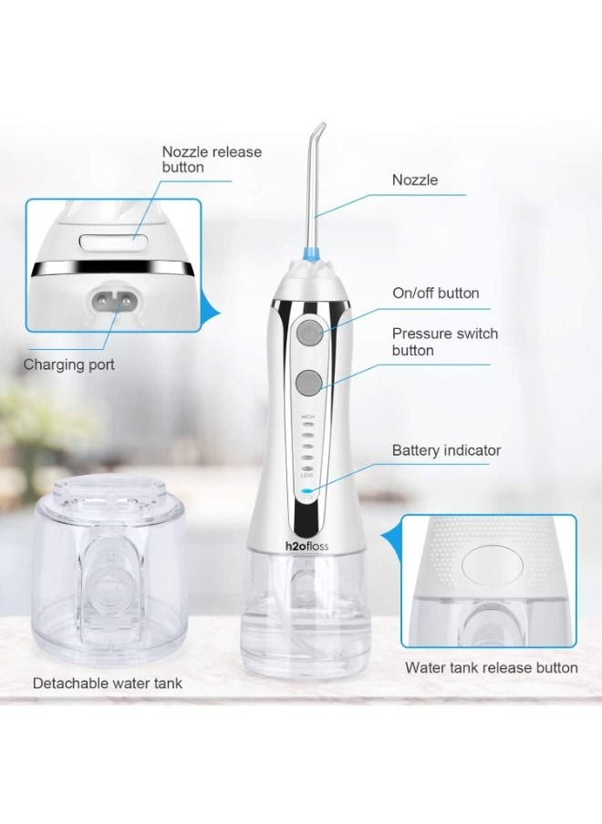 Generic - (white) - H2ofloss Cordless Water Flosser with 30 Days Battery Life, Premium Water Floss for Teeth, Portable Dental Flosser in 5 Modes, Gravity Ball for Upside Down Use, 300ml Water Tank - Image 1