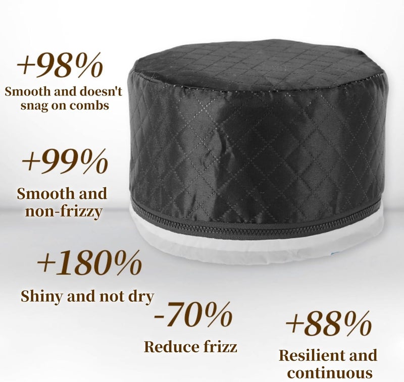 Lullaxx Hair Steam Treatment Cap, Thermotherapy Beauty Steam SPA Cap, Suitable for Natural Home Thermotherapy Oily Hair Care - Deep Care (Black) - Image 4