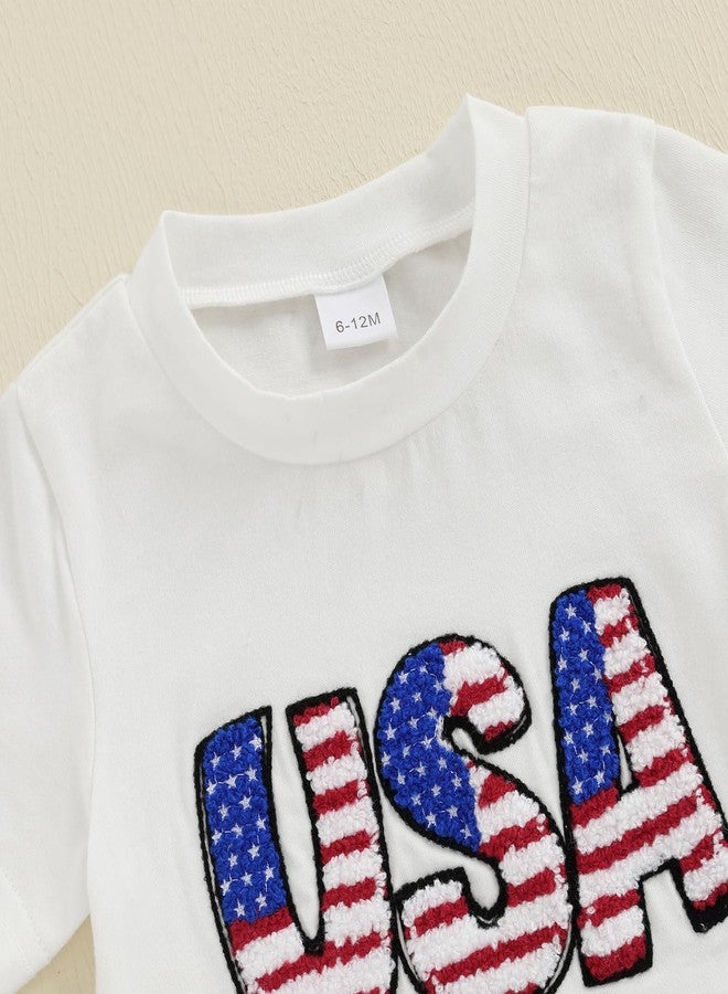 Douhoow Toddler Girl 4th of July Outfits Bow Letter Short Sleeve Baby Girl T-Shirts Tops Tutu Skirt Dress with Bow (White, 2-3T) - Image 4